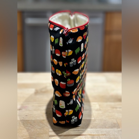 Handmade sushi zippered bag cotton one of a kind - Picture 6 of 7